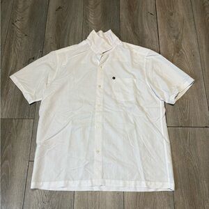 Men’s Vintage Y2K Skater Quicksilver Short Sleeve Dress Shirt Size Large White